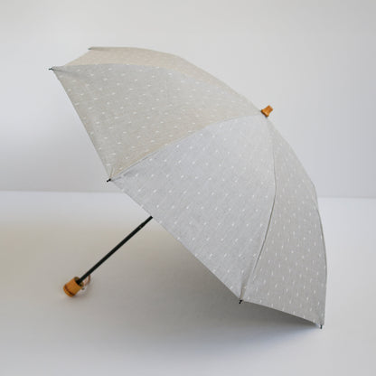 折りたたみ傘 レディース 晴雨兼用傘 遮光・遮熱 2段折り 小宮商店　Fringe Dot Shade　ライトグレー(竹コンパクトタイプ)