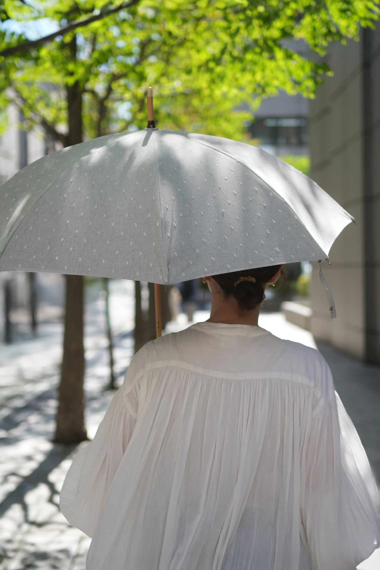 長傘 レディース 日傘・晴雨兼用傘　染料を使用しないオーガニックコットン100％のカットドビー
