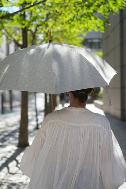 長傘 レディース 日傘・晴雨兼用傘　染料を使用しないオーガニックコットン100％のカットドビー
