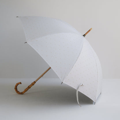 長傘 レディース 日傘・晴雨兼用傘 遮光・遮熱 木製シャフト 小宮商店 Fringe Dot Shade オフホワイト