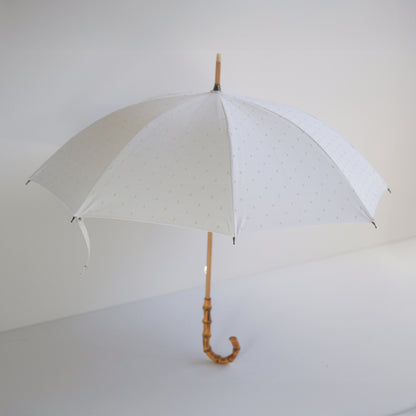 長傘 レディース 日傘・晴雨兼用傘 遮光・遮熱 木製シャフト 小宮商店　Fringe Dot Shade オフホワイト