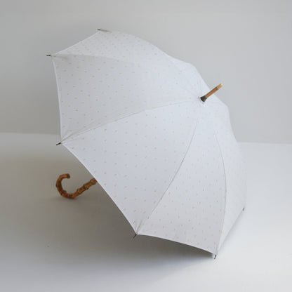 長傘 レディース 日傘・晴雨兼用傘 遮光・遮熱 木製シャフト 小宮商店 Fringe Dot Shade オフホワイト