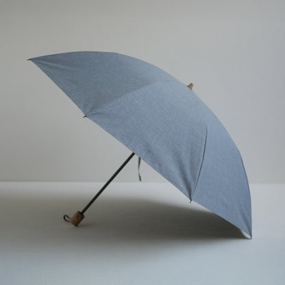 折りたたみ傘 メンズ 晴雨兼用傘 遮光・遮熱 2段折り 小宮商店 Chambray Shade スカイブルー