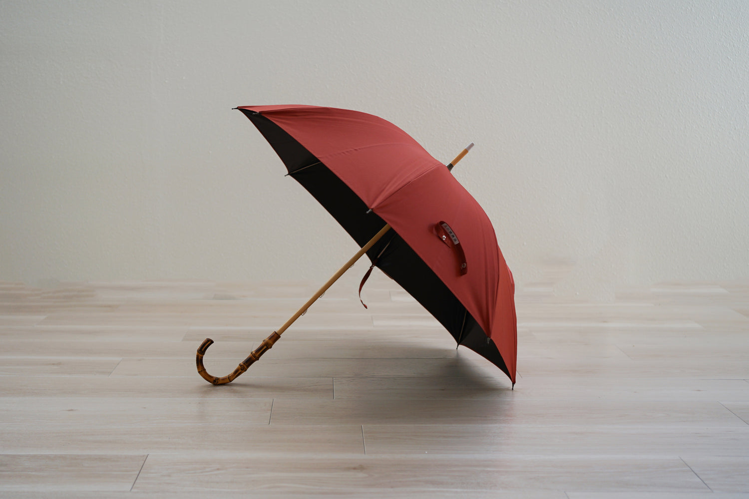 長傘 レディース 日傘・晴雨兼用傘 遮光・遮熱 木製シャフト 小宮商店 Cotton Shade テラコッタ