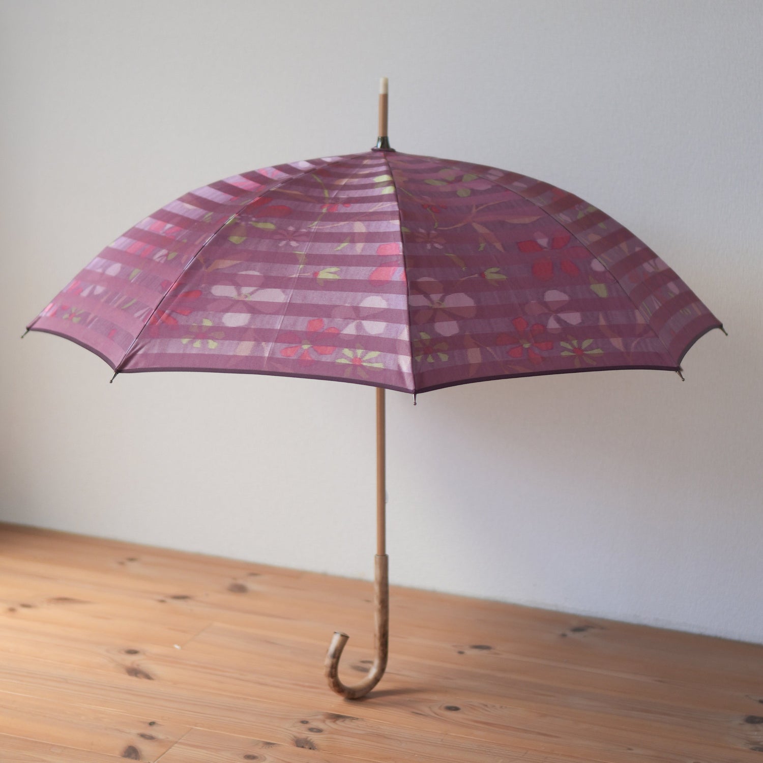 ボーダー フラワー 長傘 50cm 8本骨