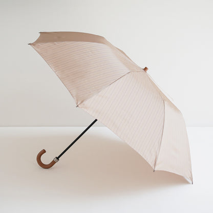 折りたたみ傘 レディース 雨傘 雨晴兼用傘 甲州織 ラクラク開閉 小宮商店 Twin Stripe ベージュ